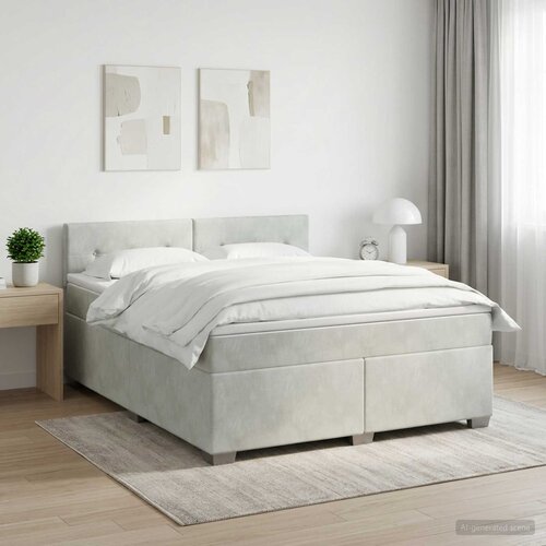  Boxspring krevet s madracem Svjetlosiva 140 x 190 cm Baršun Cene