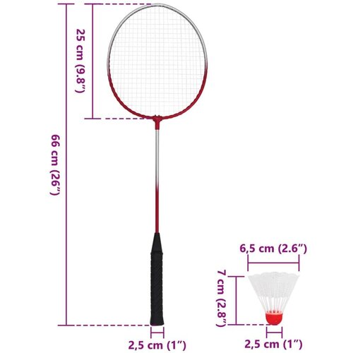  Set za badminton s 4 reketa i mrežom 620 x 151 cm Slike