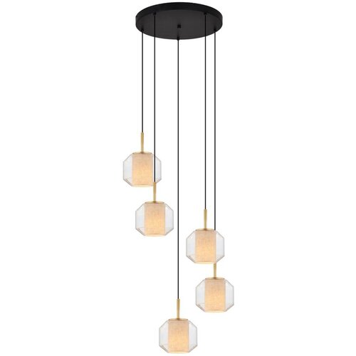 Zuma line 003064-034743-Luster na sajli SOLIX 5xE27/25W/230V, prečnik 73 cm, zlatna/crna Slike