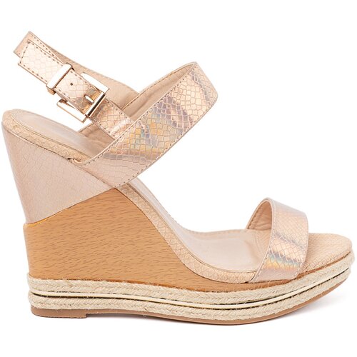 Shelvt Women&amp;#039;s wedge sandals in rose gold Slike