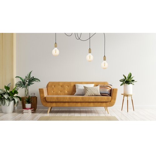  Luster na sajli MIROS 3xE27/60W/230V pauk crna/zlatna Slike