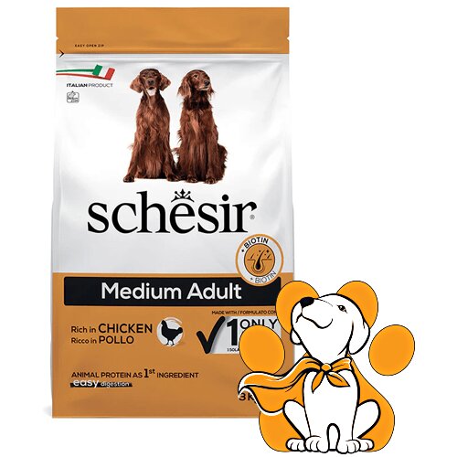 Schesir dog Medium, Chicken 3kg, Hrana Sa Piletinom Za Pse Srednjih Rasa Cene