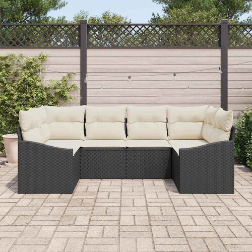  Sjedeća garnitura za vrt 6 kom. Crna i Krema poliratan 234 x 123.5 x 69 cm Slike