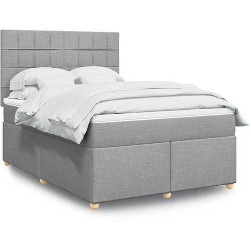VidaXL Krevet box spring s madracem svjetlosiva 160x200 cm tkanina Slike