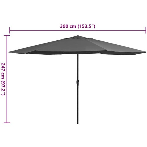 Vrtni suncobran s metalnim stupom 390 cm antracit Slike