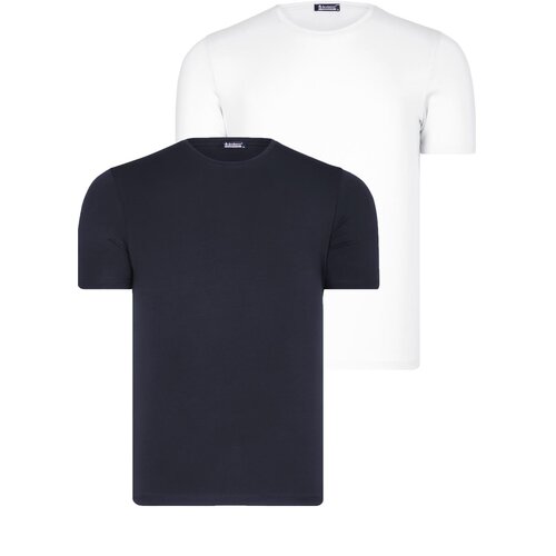 Dewberry DUAL SET T8569 BIKE COLLAR MENS T-SHIRT-DARK NAVY BLUE-SNOW WHITE Slike