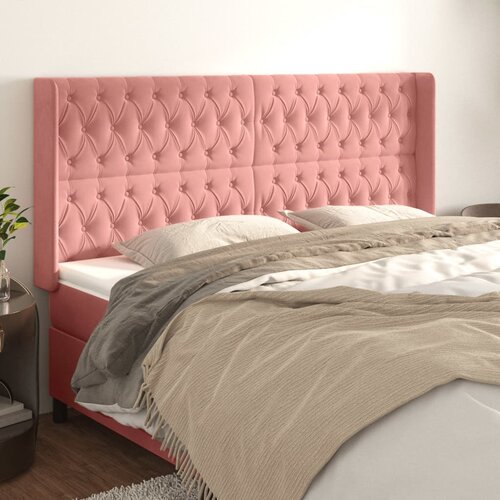 vidaXL Uzglavlje s ušima ružičasti 203x16x118/128 cm baršunasti Cijene