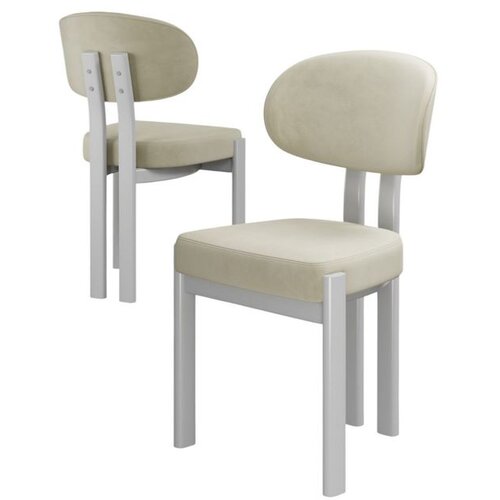 Hanah home set trpezarijskih stolica Dore 6 kom, krem tkanina Babyface, bele metalne noge Cene