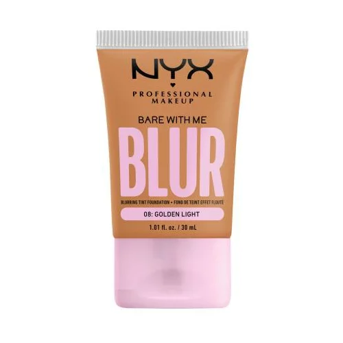 NYX Professional Makeup Bare With Me Blur Tint Foundation mat puder s srednjo prekrivnostjo 30 ml Odtenek 08 golden light