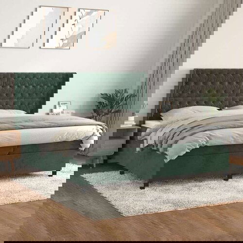  Krevet s oprugama i madracem tamnozeleni 200x200 cm baršunasti Cene