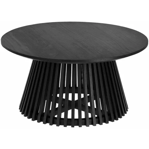 Kave Home crni stolić za kavu od tikovine Irune, ⌀ 80 cm