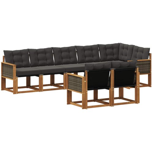 vidaXL Zunanja garnitura za sedenje z blazino 8 pcs Naravna in črna, (5000280514) Cene