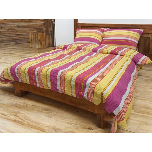 posteljina za francuski ležaj, mikrofiber, 200x200cm, roze-žuta Slike