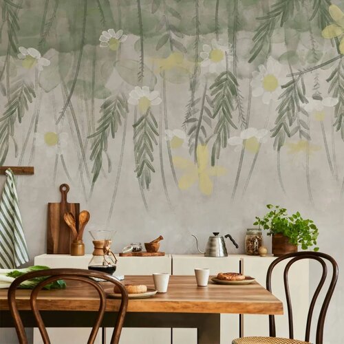  Foto tapeta - Home herbarium - subtle floral motif with flowers in watercolour style 150x105 Cijene
