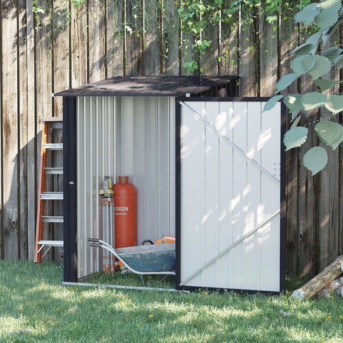 Outsunny Vrtna lopa iz pocinkane jeklene pločevine 0,92m², zunanja lopa za orodje z možnostjo zaklepanja, 100x103x160cm, siva, (20752816) Cene