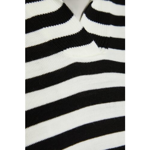 Trendyol Ecru Polo Collar Striped Knitwear Sweater Cene
