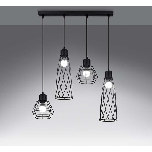  Sollux SL.1167 - Luster na sajli SUBA 4xE27/15W/230V crna Slike