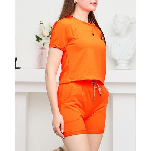 Resti Neon Orange Women's Cotton Sports Sweat Set - Clothing Cene