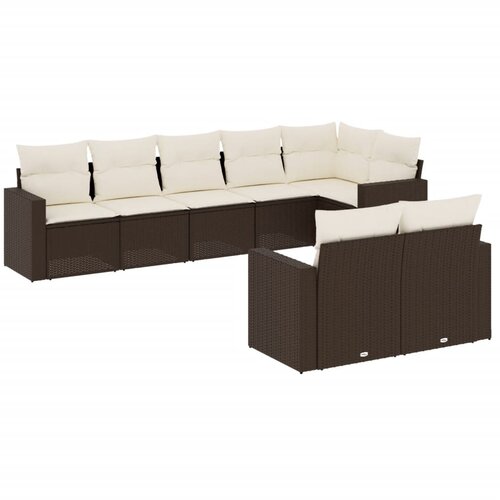 vidaXL 8-dijelni set vrtnih sofa s jastucima smeđi od poliratana Cene