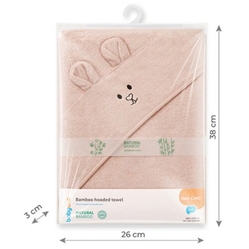 BabyOno Ručnik bambus 100x100 cm, with ears, prljavo roza Slike