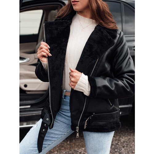 DStreet Women's NORFDIMA leather jacket with fur black Cene