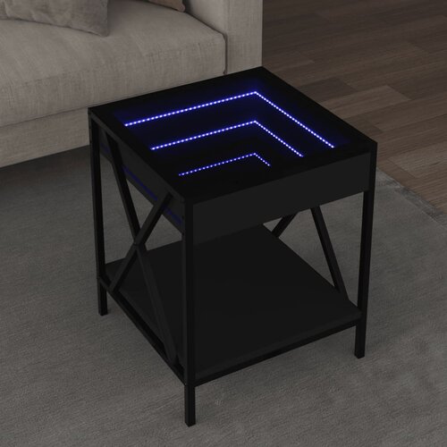 vidaXL Klubska mizica z neskončnimi LED črna 40x40x49 cm Cene