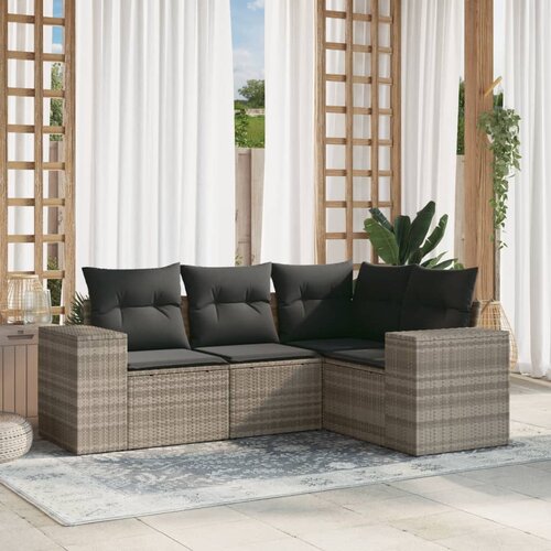 vidaXL 4-dijelni set vrtnih sofa s jastucima svijetlosivi poliratan Cijene