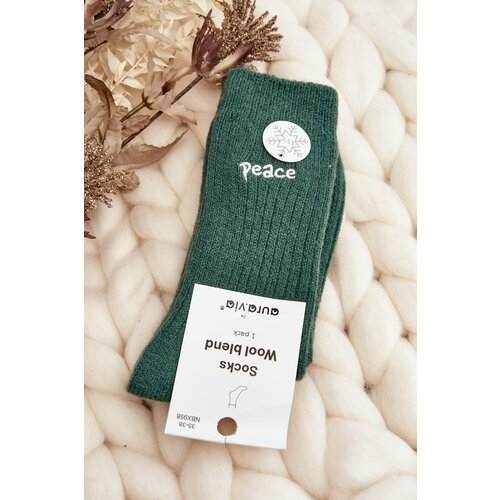 Kesi Women's warm socks with green lettering Slike
