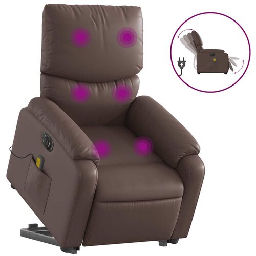 Maison Chic Električni masažni stol - Relax naslanjač s funkcijo vstajanja rjavo umetno usnje, (22062125) Cene