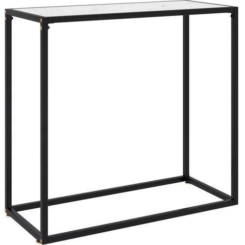  Konzolna mizica bela 80x35x75 cm kaljeno steklo