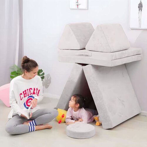ECO TOYS DIY modularna fotelja sa 8 jastuka - siva Slike