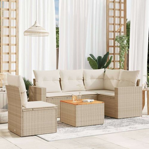 VidaXL 6-dijelni set vrtnih sofa s jastucima bež od poliratana Slike