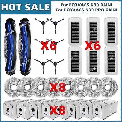 INORCO Velja za primerno za ECOVACS DEBOT N30 OMNI / N30 PRO OMNI Rezervni deli Dodatki Glavna stranska krtaa Hepa Filter Mop Pad Vreka za prah, (21984313) Slike