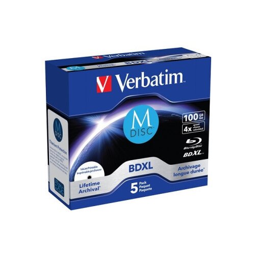 Verbatim 1x5 M-Disc BD-R Blu-Ray 100GB 4x Speed inkjet print. JC Cene