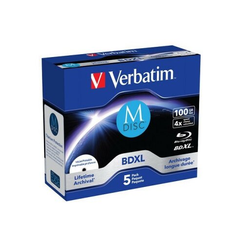Verbatim M-DISC-KAMENI 100GB/XL/BD-R 4X PRINT JC 5PAK 43834 ( 5M100P/Z ) Slike