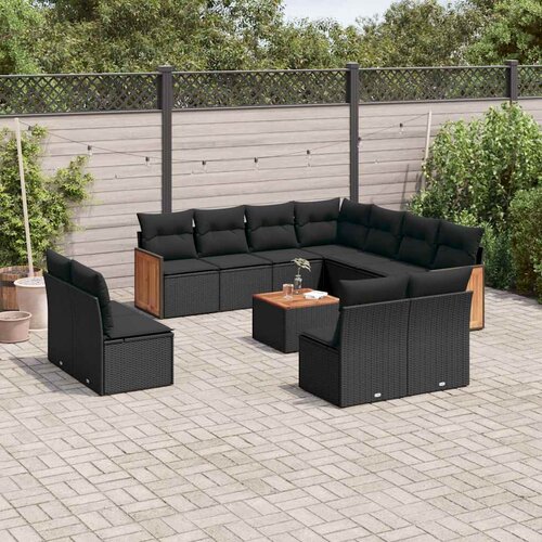  12-dijelni set vrtnih sofa od poliratana s jastucima crni Cijene