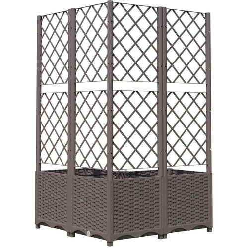 VidaXL Vrtna sadilica s re&amp;scaron;etkom smeđa 80 x 80 x 136 cm PP Slike