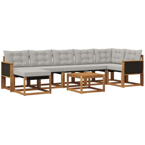 vidaXL Zunanja garnitura za sedenje 8 pcs Naravna in svetlo siva, (5000282350) Cene