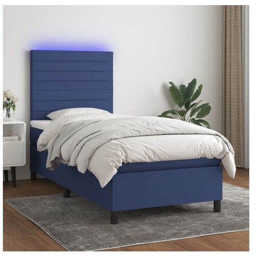 vidaXL Krevet box spring s madracem LED plavi 90x190 cm od tkanine Cijene