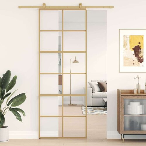  Klizna vrata zlatna 76x205 cm prozirno staklo ESG i aluminij Cijene