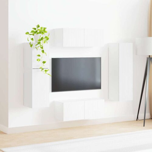  Komplet TV omaric 4 pcs Bela Konstruiran les - - Bela - 57.9 - 30 x 31 x 100 cm - 2025--Uvoz_2 Slike