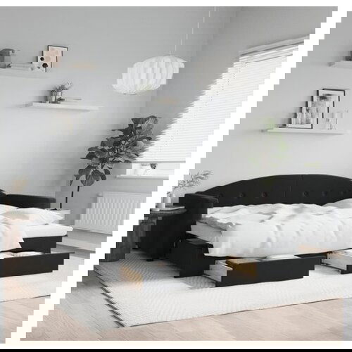 vidaXL Izvlečna dnevna postelja s predali črna 90x190 cm žam Cene
