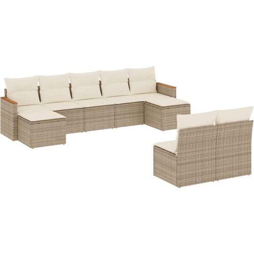 VidaXL 9-dijelni set vrtnih sofa s jastucima bež od poliratana Slike