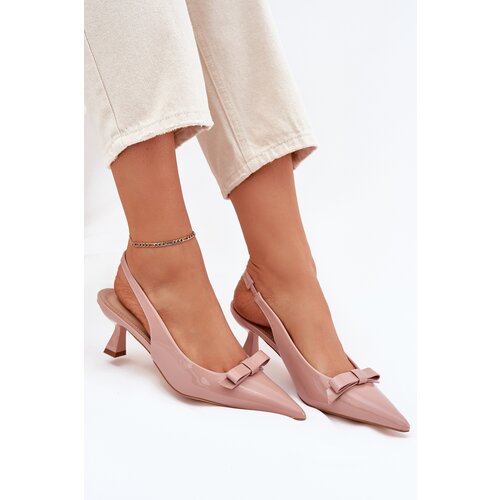 Boto Lacquered High Heels With Bow Nude Naylna Cene