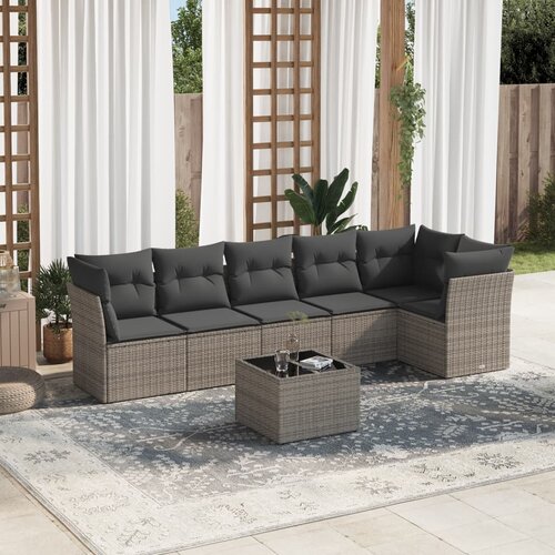 VidaXL 7-dijelni set vrtnih sofa sivi od poliratana Slike