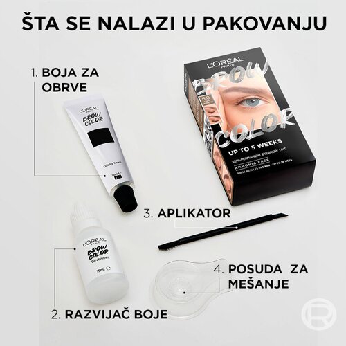 L&amp;acute;Or&amp;eacute;al Paris L&amp;#039;Or&amp;eacute;al Paris polobstojna barva za obrvi- Brow Color Semi-Permanent Eyebrow Tint - 3.0 Dark Brunette Slike