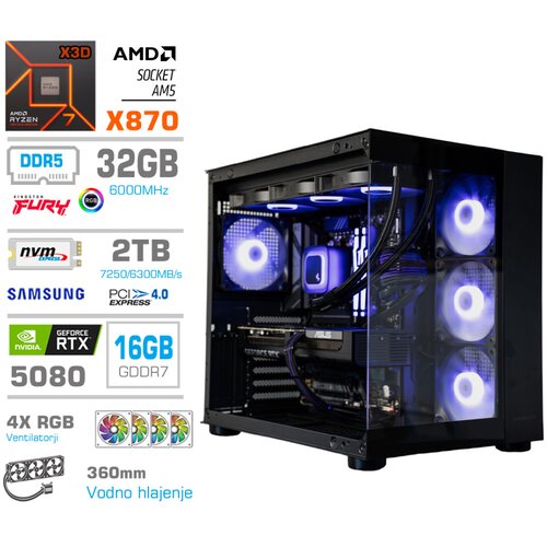 MEGA Računalnik MT S5 R7-9850X3D/RTX5080/32GB-DDR5/2TB/1050W/Brez OS/črna RGB + Estetski napajalni kabli [Vijola / Črna], (5000179662) Cene