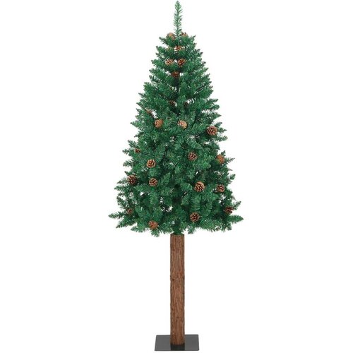 VidaXL usko božićno drvce s pravim drvom i &amp;scaron;i&amp;scaron;kama zeleno 180 cm PVC Slike