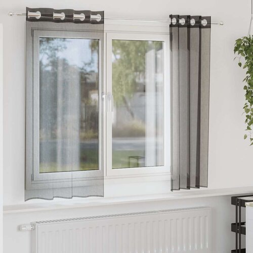 VidaXL Voile zavjese s u&amp;scaron;icama 2 kom crne 140x140 cm Slike