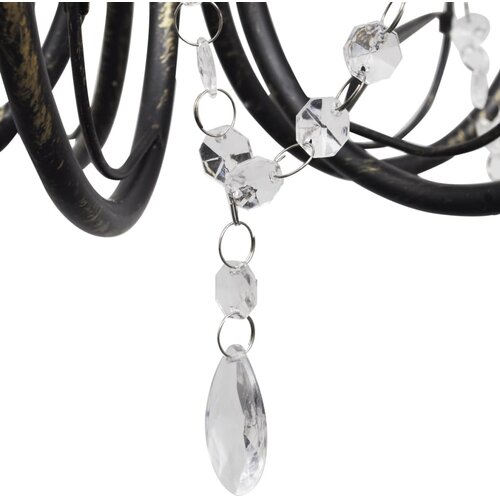  Luster s kristalnim perlama Art Noveau metalni crni 3X E14 svjetiljke Slike